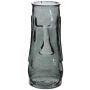 Vaso di vetro EURIDICE, testa di Moai, grigio-trasparente, 35cm, Ø15cm