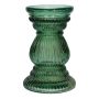 Vaso da fiori in vetro ELEONORE con scanalature, riciclato, verde-trasparente, 20 cm, Ø 12,5 cm