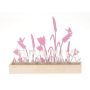 Vassoio decorativo in legno di vetro HIFTU con 6 bottiglie, fiori in zinco, rosa, 35x6x28,5cm