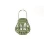 Lanterna in legno CHARITHRA con manico, inserto in vetro, verde, 15 cm, Ø 15,5 cm