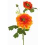Ranuncolo artificiale SAGARA, arancione-verde, 45cm, Ø5-9cm