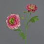 Ranuncolo artificiale SAGARA, rosa-fucsia-verde, 45 cm, Ø 5-9 cm
