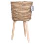 Cestino fioriera scandinavo SOLEA, gambe in legno, beige, 34cm, Ø21,5cm