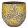 Vaso rustico in ceramica TSCHIL, sfumatura di colore, giallo ocra-marrone, 16cm, Ø17cm
