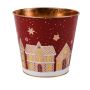 Portafiori in zinco MAVETA con motivo casetta di pan di zenzero, rosso scuro-ramato, 18cm, Ø20,5cm