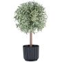 Rosmarino artificiale a fusto alto WINDAR, effetto ghiacciato, vaso decorativo, verde-bianco, 26 cm