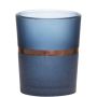 Portacandela di vetro DUSTEN, strisce decorative, blu-opaco, 6,5cm, Ø5,5cm