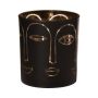 Vaso per candele in vetro LEOLINE con facce, nero-oro, 8cm, Ø7cm