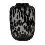 Grande vaso in vetro RUSSELL, motivo leopardato, nero-trasparente, 35cm, Ø24cm