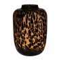 Grande vaso in vetro RUSSELL, motivo leopardato, marrone-trasparente, 42cm, Ø29cm
