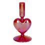 Portacandele in vetro ELIZZA a forma di cuore, con base, rosso iridescente, 8,5x8,5x16,5 cm