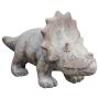 Figurina di dinosauro Triceratops AMORIA in terracotta, realizzata a mano, patinata, beige, 38x16x21cm