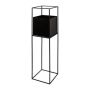 Vaso da fiori quadrato QUANDA con supporto in metallo, nero, 25x25x100 cm