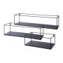 Scaffale da parete in metallo in stile industriale QUIANA, 3 pezzi, nero, 32x15x13 cm, 50x15x14 cm, 65x15x16 cm
