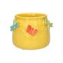 Vaso da fiori KIMANA in ceramica, farfalle e libellule 3D, giallo-arancione-blu-verde, 11 cm, Ø 13,5 cm