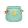 Vaso da fiori KIMANA in ceramica, farfalle e libellule 3D, blu-arancione-giallo-verde, 11 cm, Ø 13,5 cm
