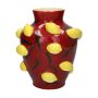 Vaso da fiori JULLA in dolomite, limoni 3D, rosso-giallo, 25,7 cm, Ø 22,5 cm