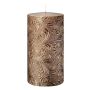 Candela a cilindro VALENTIANO, motivo floreale, oro rosa, 13cm, Ø6,8cm, 52 ore - Made in Germany