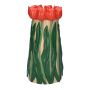 Vaso decorativo LIMEA in dolomite, tulipani 3D, beige-rosso-verde, 24,5 cm, Ø 12,5 cm