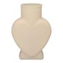 Vaso decorativo in vetro FILIPA a forma di cuore, con base, color sabbia opaco, 15,5x8x22 cm