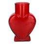 Vaso decorativo in vetro FILIPA a forma di cuore, con base, rosso trasparente, 15,5x8x22 cm
