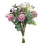 Mazzo di fiori artificiali: dalia pompon ed eucalipto ZORCA, bacche, rosa-lilla, 30 cm