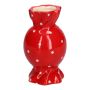 Vaso per un solo fiore bombato Bonbon AMIEL in ceramica, a pois, rosso-bianco, 15 cm, Ø 8,5 cm