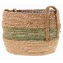 Vaso da fiori in vimini UPALI, alghe marine intrecciate, 2 manici, beige-verde, 26cm, Ø33cm