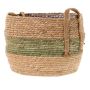 Vaso da fiori in vimini UPALI, alghe marine intrecciate, 2 manici, beige-verde, 26 cm, Ø 33 cm
