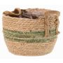 Vaso da fiori in vimini UPALI, alghe marine intrecciate, 2 manici, beige-verde, 22cm, Ø30cm