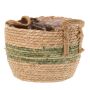 Vaso da fiori in vimini UPALI, alghe marine intrecciate, 2 manici, beige-verde, 22 cm, Ø 30 cm