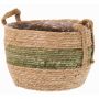 Vaso da fiori in vimini UPALI, alghe marine intrecciate, 2 manici, beige-verde, 19cm, Ø24cm
