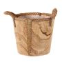 Vaso da fiori in legno DABIH con manici in corda, marrone, 22 cm, Ø 24 cm