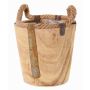 Vaso da fiori in legno DABIH con manici in corda, marrone, 19cm, Ø20cm