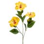 Ramo artificiale di ibisco AMADOU con fiori, giallo, 80 cm