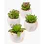 Succulente artificiali LOYE in vaso di marmo, 4 pezzi, verde, 13-15 cm
