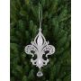 Decorazione per albero di Natale in acrilico: giglio araldico AZARIEL, glitter, argento, 15 cm
