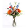 Bouquet decorativo estivo LOLANA, delphinium, arancione-blu, 70cm, Ø50cm