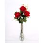 Bouquet di rose artificiali SIMONY con accessori, rosso, 45cm, Ø20cm