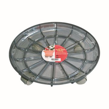 Sottovaso rotondo in plastica DUNIK, con rotelle, grigio, 10cm, Ø36cm