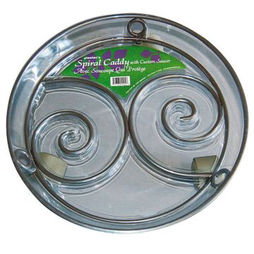 Sottovaso rotondo per vasi da fiori DUNIK in plastica, con motivo a rotelle, grigio, 9cm, Ø32cm