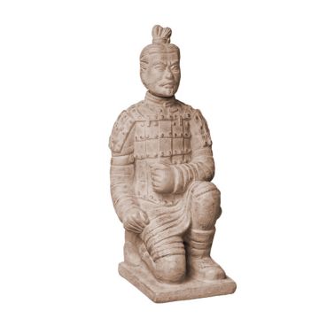Statua da giardino "Guerriero Samurai" LILORA in terracotta, in ginocchio, realizzata a mano, patinata, beige, 22x20x48 cm Statua da giardino "Guerriero Samurai" LILORA in terracotta, in ginocchio, realizzata a mano, patinata, beige, 22x20x48 cm