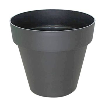 Vaso rotondo VINAYA in plastica, con fori, antracite, 45 cm, Ø 50 cm Vaso rotondo VINAYA in plastica, con fori, antracite, 45 cm, Ø 50 cm