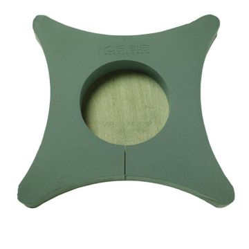 Spugna da composizione umida OASIS® a forma di cuscino per urne, composizioni funebri, con base in legno Bioline, verde, 45x45x5,5 cm
