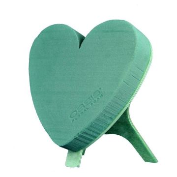 OASIS® Schiuma da infilaggio a umido a forma di cuore, decorazioni per matrimoni, base in legno Bioline, supporto in legno, verde, 23x21x6 cm