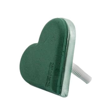 OASIS® Spugna da infilaggio a umido, supporto per bouquet a forma di cuore con manico in plastica, base in schiuma rigida EcoBase, verde, 19x19 cm