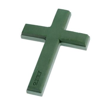 OASIS® Schiuma da infilaggio a umido a forma di croce, composizioni floreali funebri, base in schiuma rigida EcoBase, bastoncini di sostegno, verde, 46x31x4,5 cm