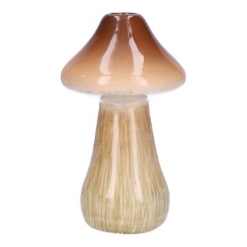 Portafiori RATBURGA, a forma di fungo, ceramica, marrone-beige, 16cm, Ø9cm