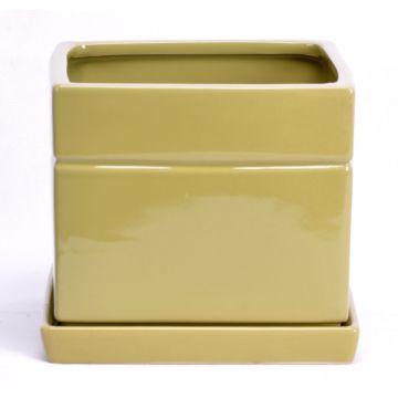 Vaso da fiori quadrato ALVOS in ceramica, color cachi, 13x13x11 cm Vaso da fiori quadrato ALVOS in ceramica, color cachi, 13x13x11 cm