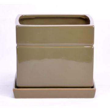 Vaso da fiori quadrato ALVOS in ceramica, verde oliva, 13x13x11 cm Vaso da fiori quadrato ALVOS in ceramica, verde oliva, 13x13x11 cm